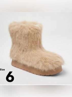 Terra Faux Fur Boots  Memory Foam Insole - A New Day Brown 6